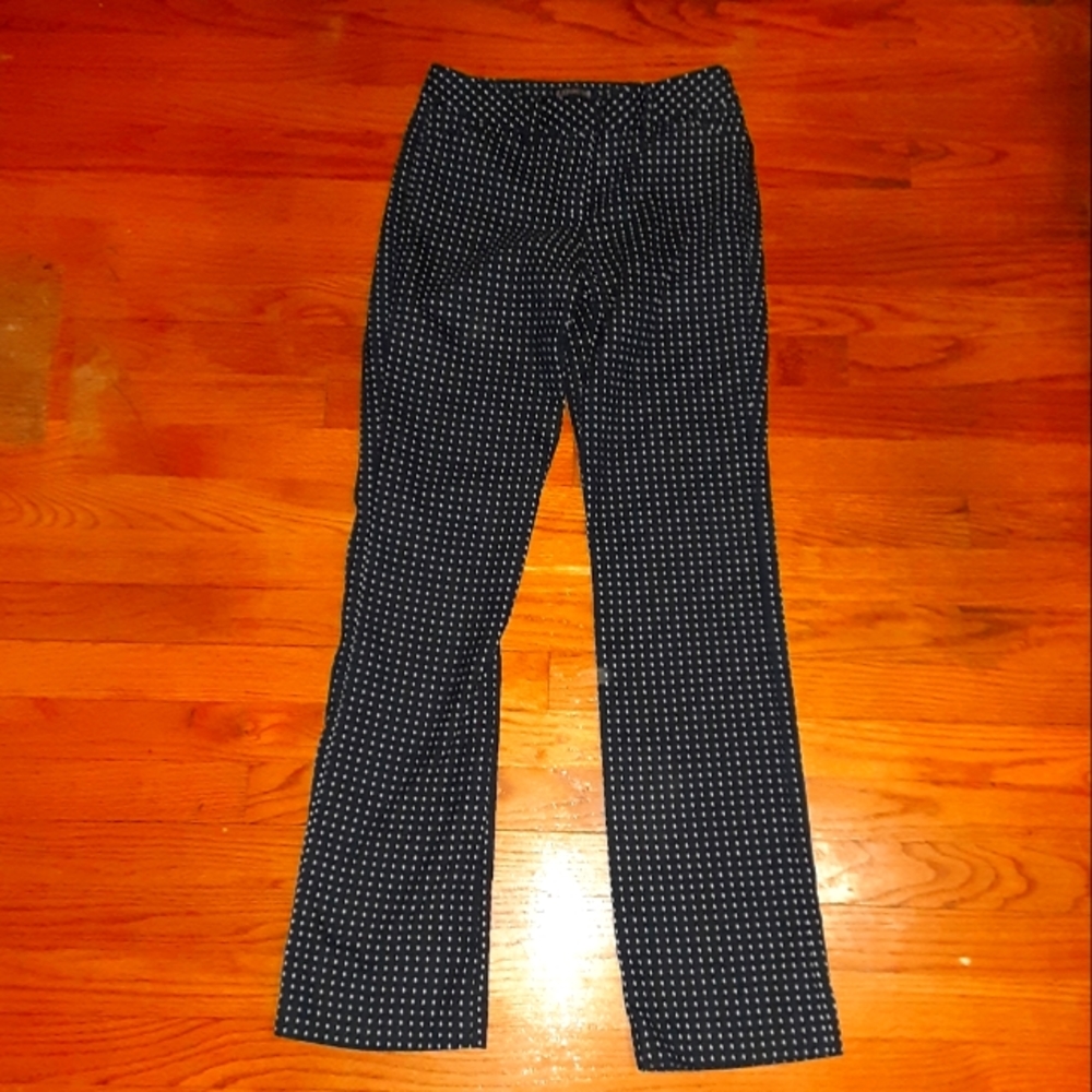 Navy blue pants with white dotted pattern
